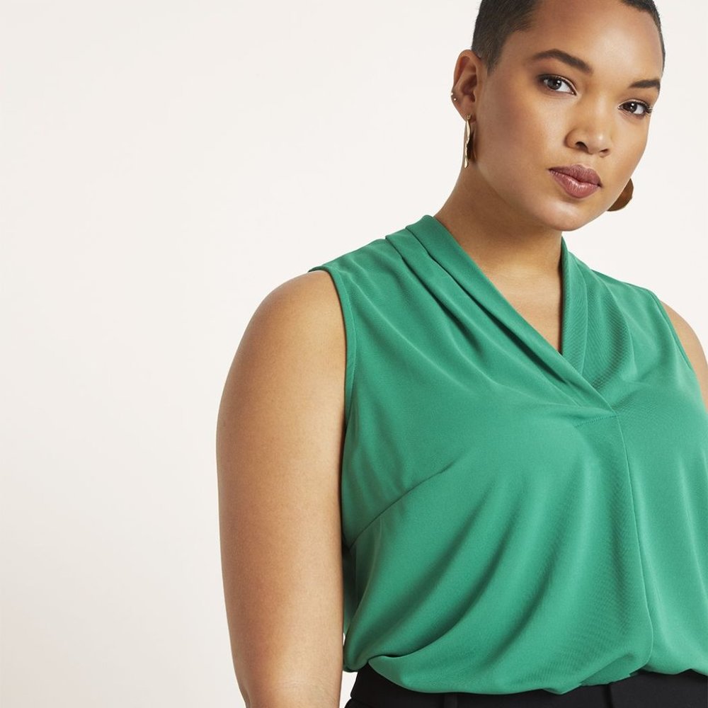 Eloquii Pleated Neckline Easy Tank